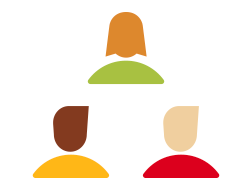 Icona che rappresenta tre persone con tre carnagioni differenti come simbolo dell'inclusività