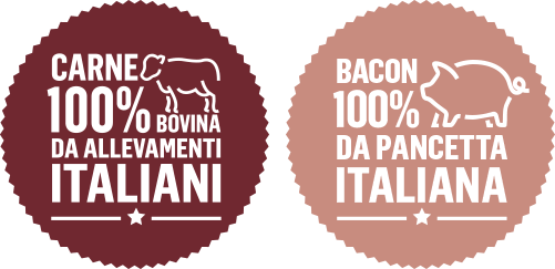 Carne 100% da allevamenti italiani - Bacon 100% da pancetta italiana